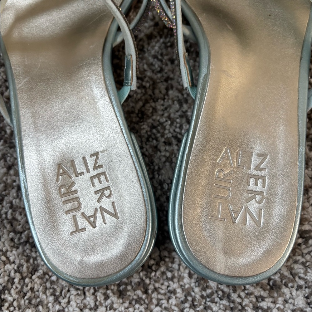 Naturalizer Silver and Blue Strappy Sandals - Picture 3 of 5